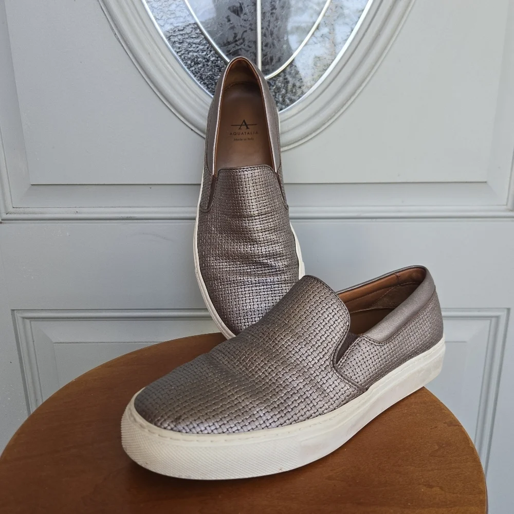 Aquatalia Metallic Slip On Shoes